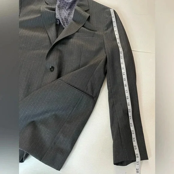 Ted Baker Endurance Wool Sports Coat Charcoal Gray With White Stripe Size 44L - Picture 8 of 10